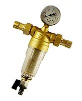 Полное наименование: Фильтр промывной TIM с манометром стеклянный корпус 3/4