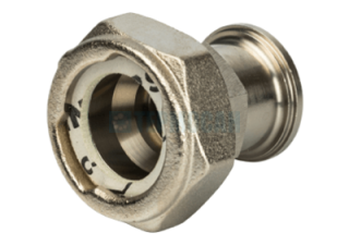 Полное наименование: Разъемное соединение с плоским уплотнением и обратным клапаном Stout, никелированное 1