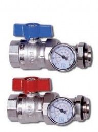 Полное наименование: Комплект шаровых кранов TIM со сгоном и термометром 1