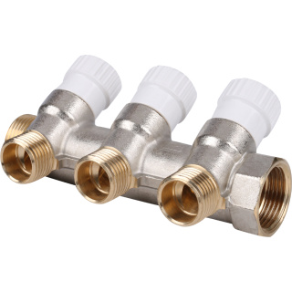 Полное наименование: Коллектор с регулирующими вентилями (кран-буксами) Stout 3/4