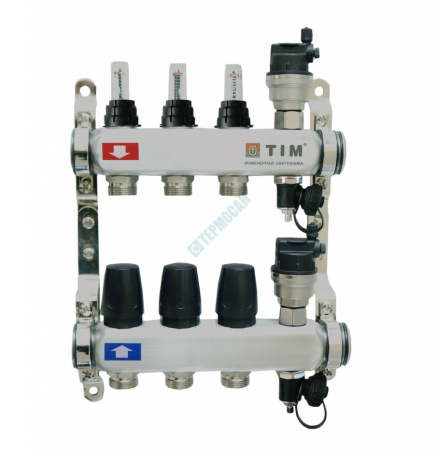 Полное наименование: Коллекторная группа TIM 1" из нержавеющей стали, 8 ходов, с расходомерами, с воздуоотводчиком
Артикул: KCS5008