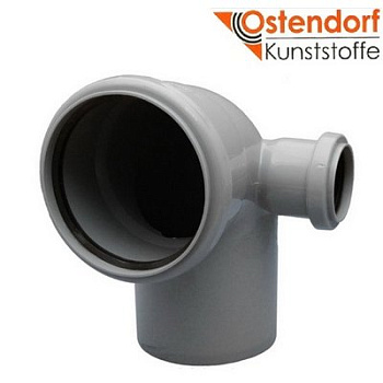 Отвод комбинированный канализационный с дополнительным входом слева 110х90/50 Ostendorf (30)