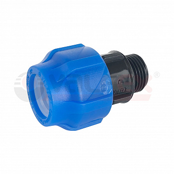 Муфта ПНД компр. соединительная c наружной резьбой 32х1" (100/20) VALFEX