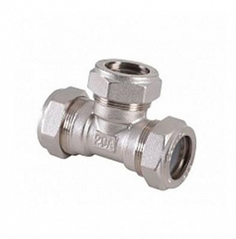 Тройник труба - труба - труба (никелированный) 15*15*15 (10/50)