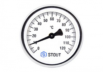 Термометр Stout биметаллический с погружной гильзой корпус _ 80 мм, гильза 75 мм 120°С