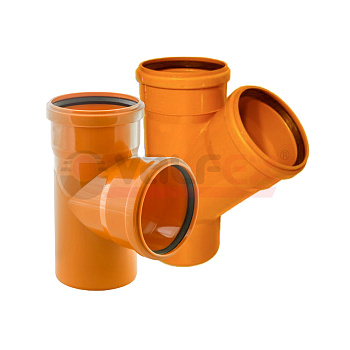 Тройник 45° 110-110 РЫЖИЙ нар.канализ.(18) VALFEX