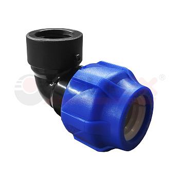 Отвод ПНД компрессионный с внутренней резьбой 25х3/4" (125/25) VALFEX