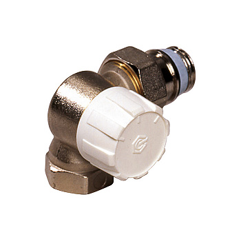 Термостатический вентиль, пред. рег. 1/2" угл. е/кон 3/4" прав., Simplex