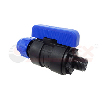 Кран шаровой ПНД компрессионный цанга — наружная резьба разборный 25х3/4" (36/6) (Valfex)