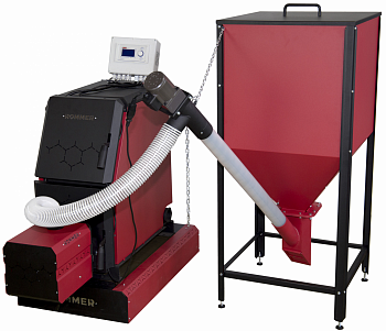 Горелка пеллетная приставная  Rommer - 25 (горелка+ПУ+механизм+бункер200)